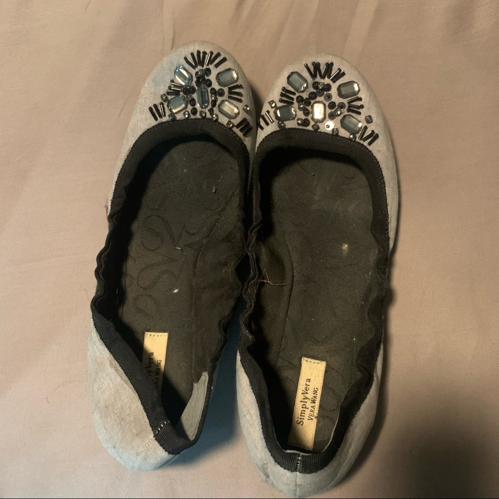 Simply Vera Wang Gray Jeweled flats
